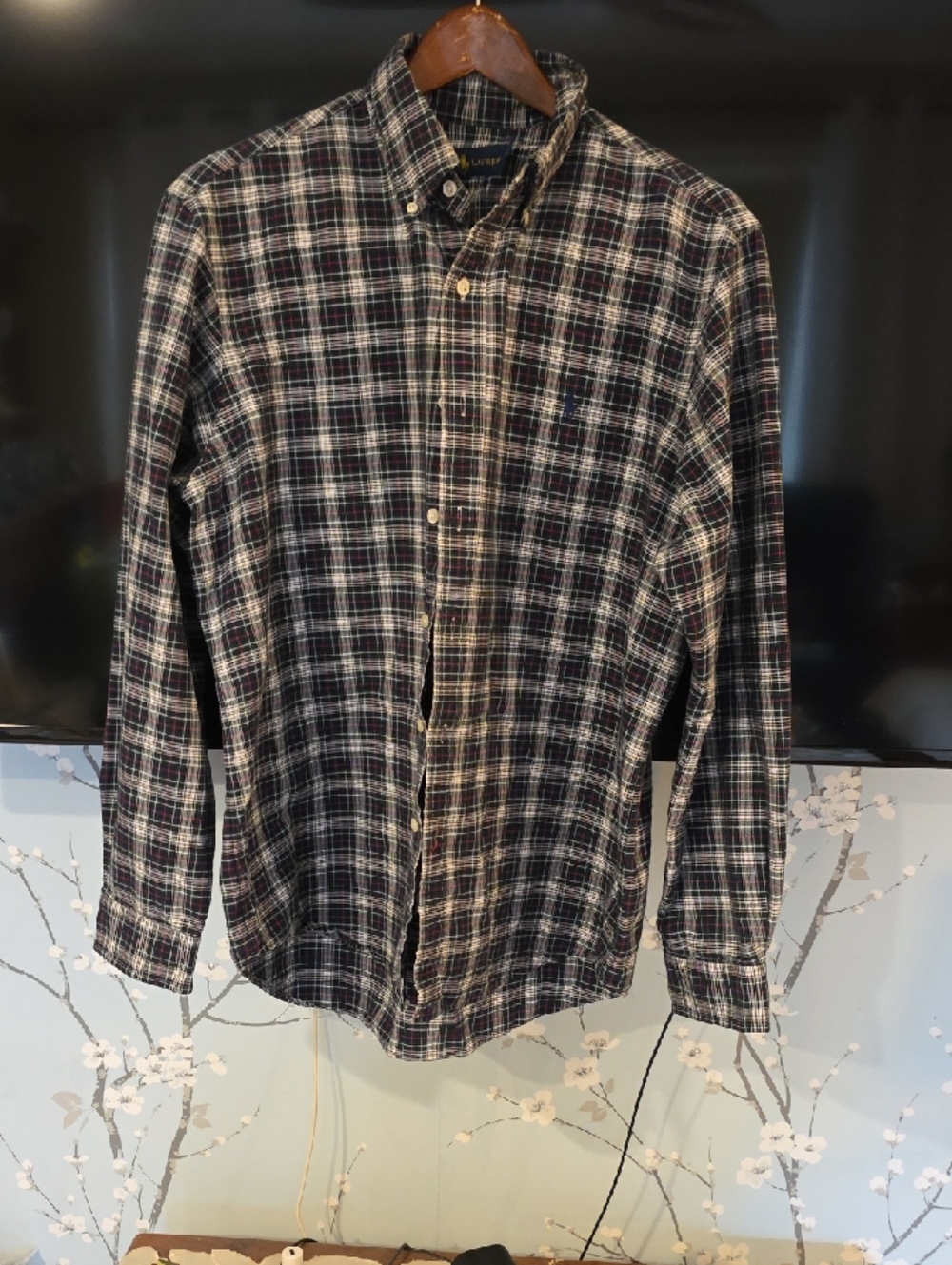 One hundred percent cotton ralph lauren plaid shirt in men's size large